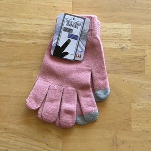 Kids pink touchscreen compatible gloves